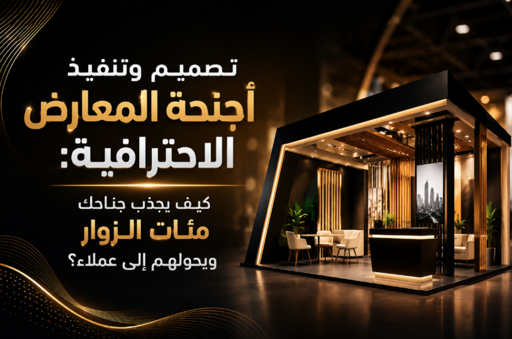 تصميم وتنفيذ أجنحة المعارض الاحترافية: كيف يجذب جناحك مئات الزوار ويحولهم إلى عملاء؟ 1 تصميم وتنفيذ أجنحة المعارض الاحترافية: كيف يجذب جناحك مئات الزوار ويحولهم إلى عملاء؟